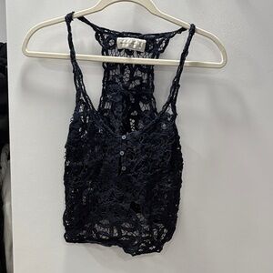 Abercrombie & Fitch Navy Lace Crop Top